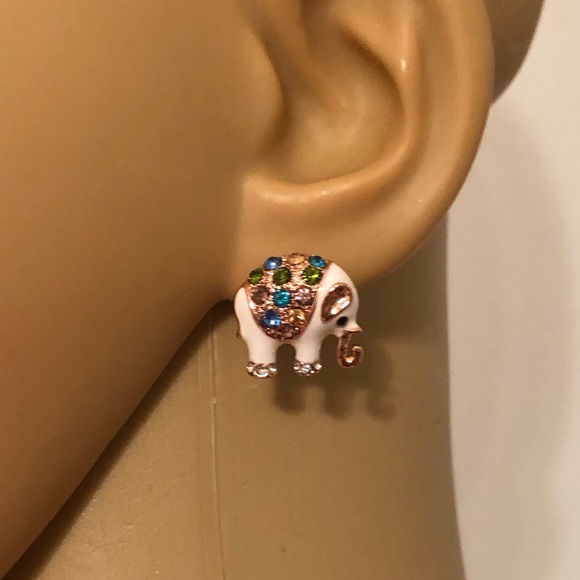 Rose Gold Elephant Earrings - Picture 4 of 5